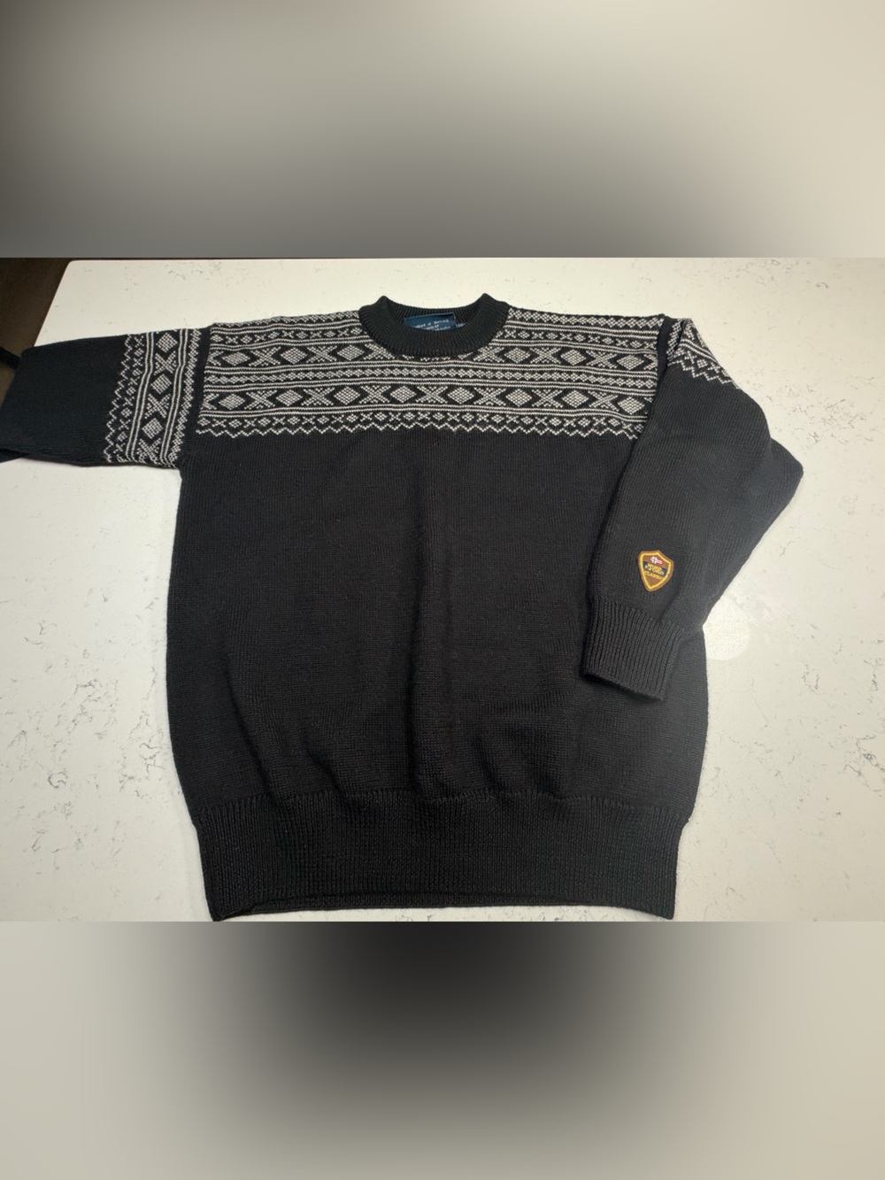 Windfjord of Norway Men's Black & White Geometric Crewneck Vintage Windfjord of
